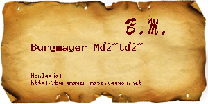 Burgmayer Máté névjegykártya